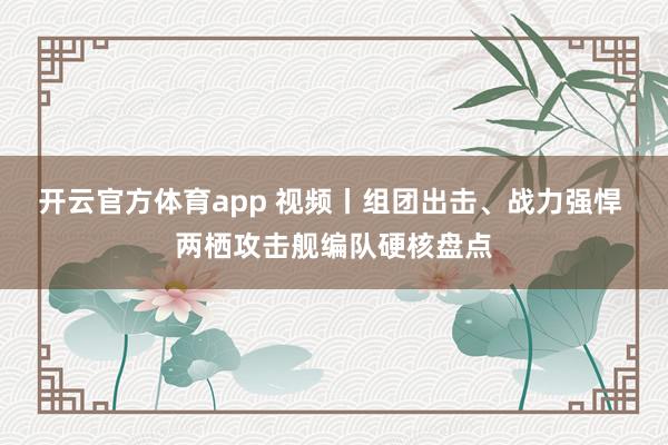 开云官方体育app 视频丨组团出击、战力强悍 两栖攻击舰编队硬核盘点