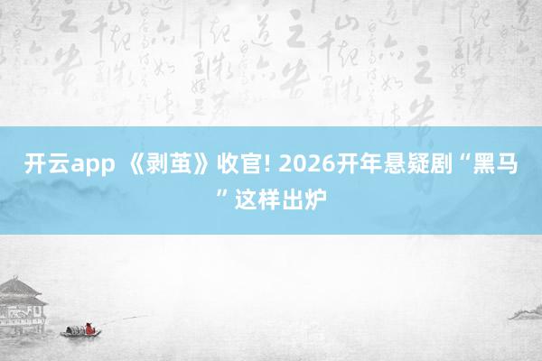 开云app 《剥茧》收官! 2026开年悬疑剧“黑马”这样出炉