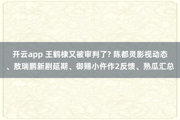开云app 王鹤棣又被审判了? 陈都灵影视动态、敖瑞鹏新剧延期、御赐小仵作2反馈、熟瓜汇总