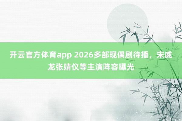 开云官方体育app 2026多部现偶剧待播，宋威龙张婧仪等主演阵容曝光