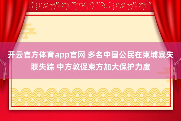 开云官方体育app官网 多名中国公民在柬埔寨失联失踪 中方敦促柬方加大保护力度