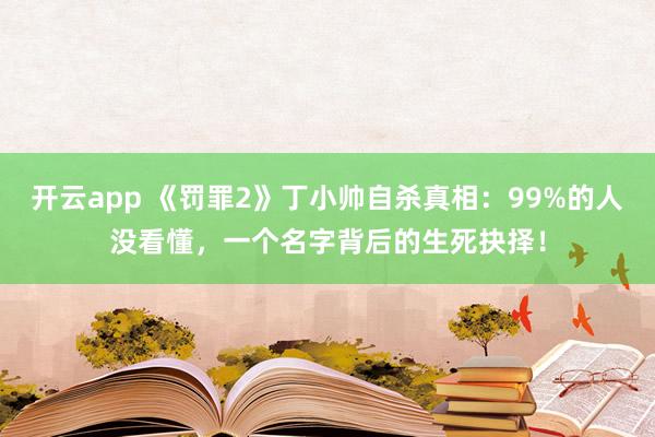 开云app 《罚罪2》丁小帅自杀真相:99%的人没看懂,一个名字背后的生死抉择!