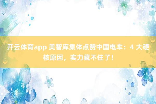 开云体育app 美智库集体点赞中国电车：4 大硬核原因，实力藏不住了！