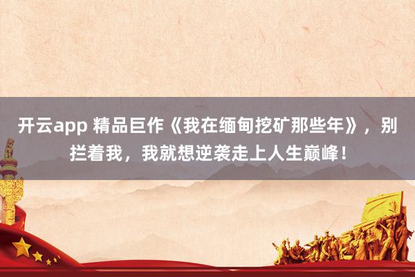 开云app 精品巨作《我在缅甸挖矿那些年》，别拦着我，我就想逆袭走上人生巅峰！