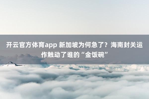开云官方体育app 新加坡为何急了？海南封关运作触动了谁的“金饭碗”