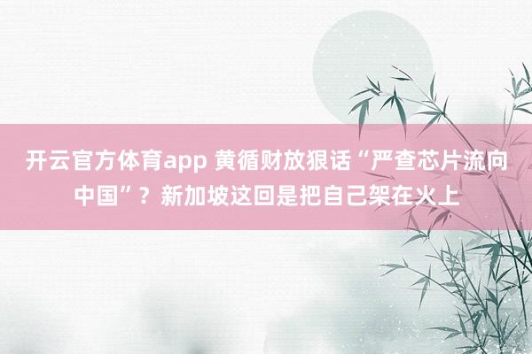 开云官方体育app 黄循财放狠话“严查芯片流向中国”？新加坡这回是把自己架在火上