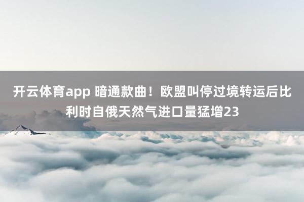 开云体育app 暗通款曲！欧盟叫停过境转运后比利时自俄天然气进口量猛增23