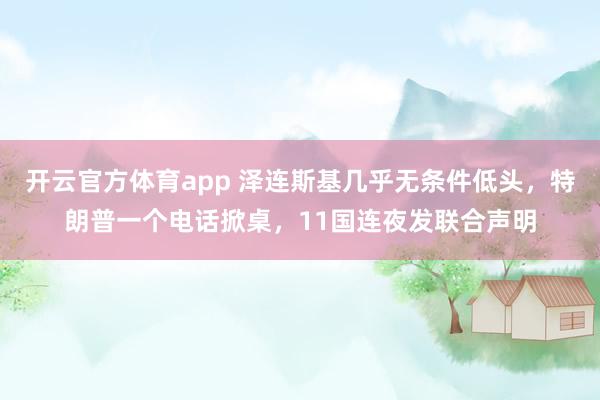 开云官方体育app 泽连斯基几乎无条件低头，特朗普一个电话掀桌，11国连夜发联合声明