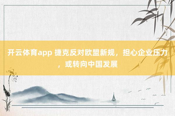 开云体育app 捷克反对欧盟新规，担心企业压力，或转向中国发展