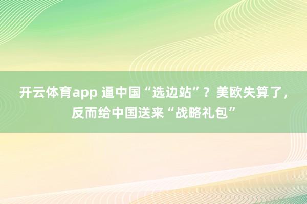 开云体育app 逼中国“选边站”？美欧失算了，反而给中国送来“战略礼包”