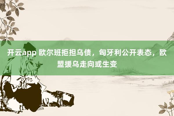 开云app 欧尔班拒担乌债，匈牙利公开表态，欧盟援乌走向或生变