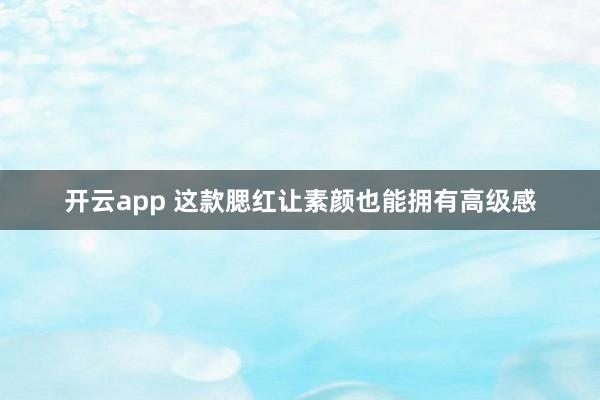 开云app 这款腮红让素颜也能拥有高级感
