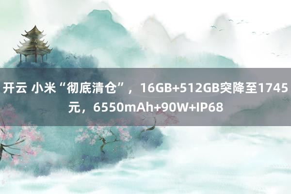 开云 小米“彻底清仓”,16GB+512GB突降至1745元,6550mAh+90W+IP68