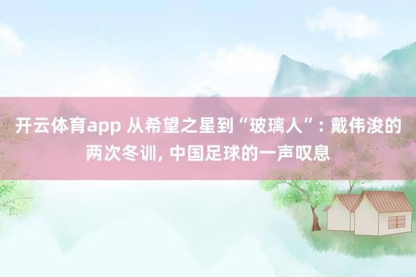 开云体育app 从希望之星到“玻璃人”: 戴伟浚的两次冬训, 中国足球的一声叹息