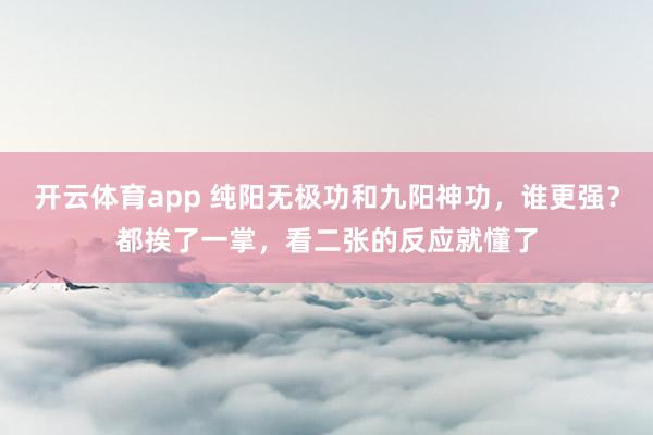 开云体育app 纯阳无极功和九阳神功，谁更强？都挨了一掌，看二张的反应就懂了
