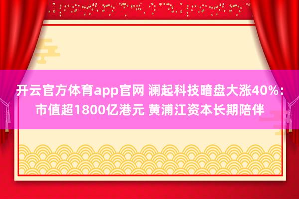 开云官方体育app官网 澜起科技暗盘大涨40%：市值超1800亿港元 黄浦江资本长期陪伴