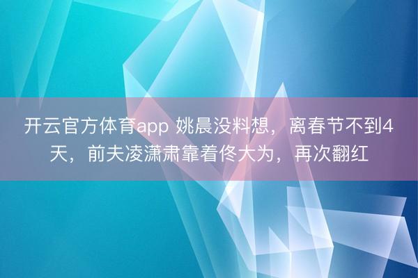 开云官方体育app 姚晨没料想，离春节不到4天，前夫凌潇肃靠着佟大为，再次翻红